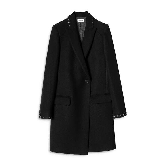 Zadig & Voltaire Marco Studded Coat - M - Noir - Picture 1 of 4